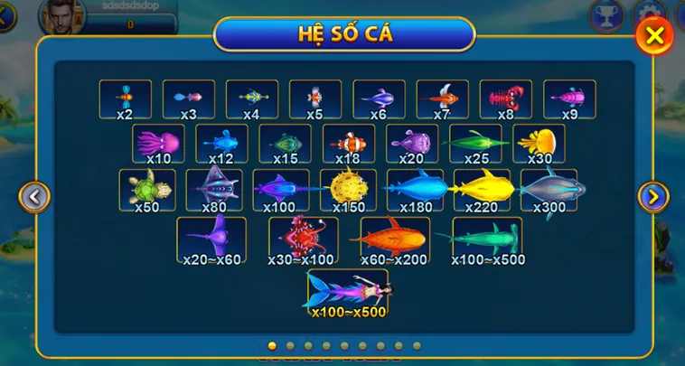 Các Loại Cá Và Giá Trị Thưởng Trong Hệ Thống Hitclub