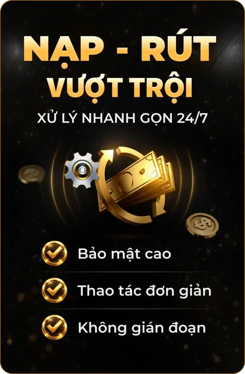 Nạp rút nhanh chóng an toàn tiện lợi, bảo mật tuyệt đối tại HitClub.