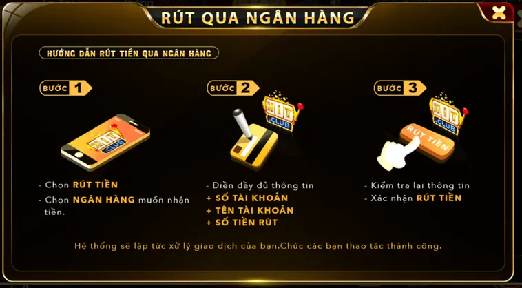 Rút tiền qua tài khoản nhanh chóng an toàn tiện lợi.