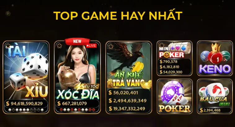 Sảnh game Hitclub đa dạng hình thức thể loại.